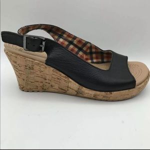 Crocs A-Leigh Leather Wedge Sandals - Size 9